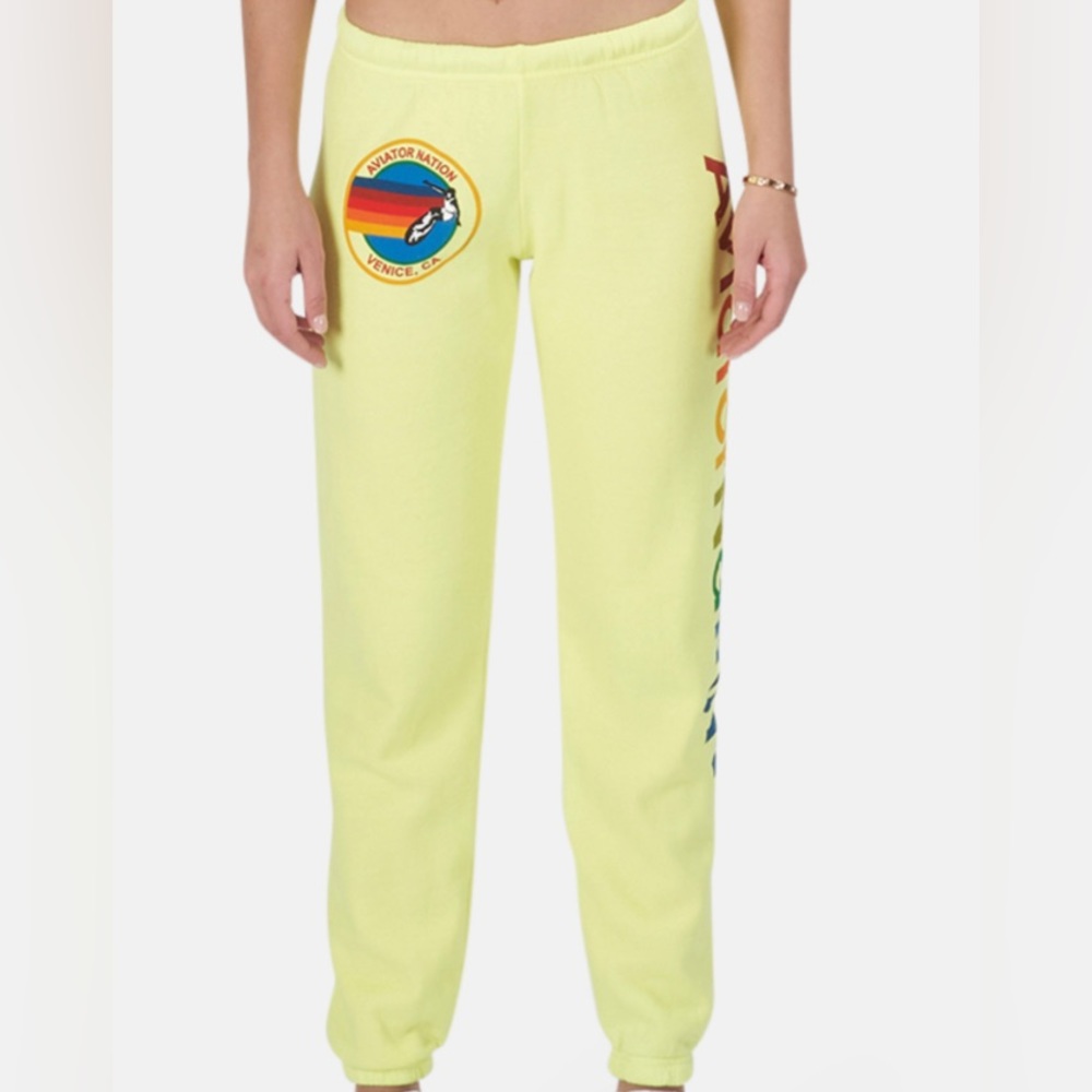 Yellow aviator nation sweatpants